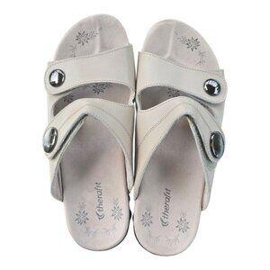 Therafit beige womens sandals slides size 8